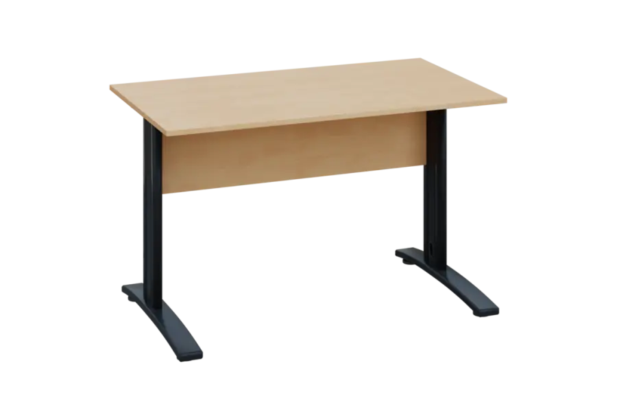 EPK 27 - 12 stůl kancelářský, kovová podnož černá, deska 25 mm, široký 1200 mm, bříza irská